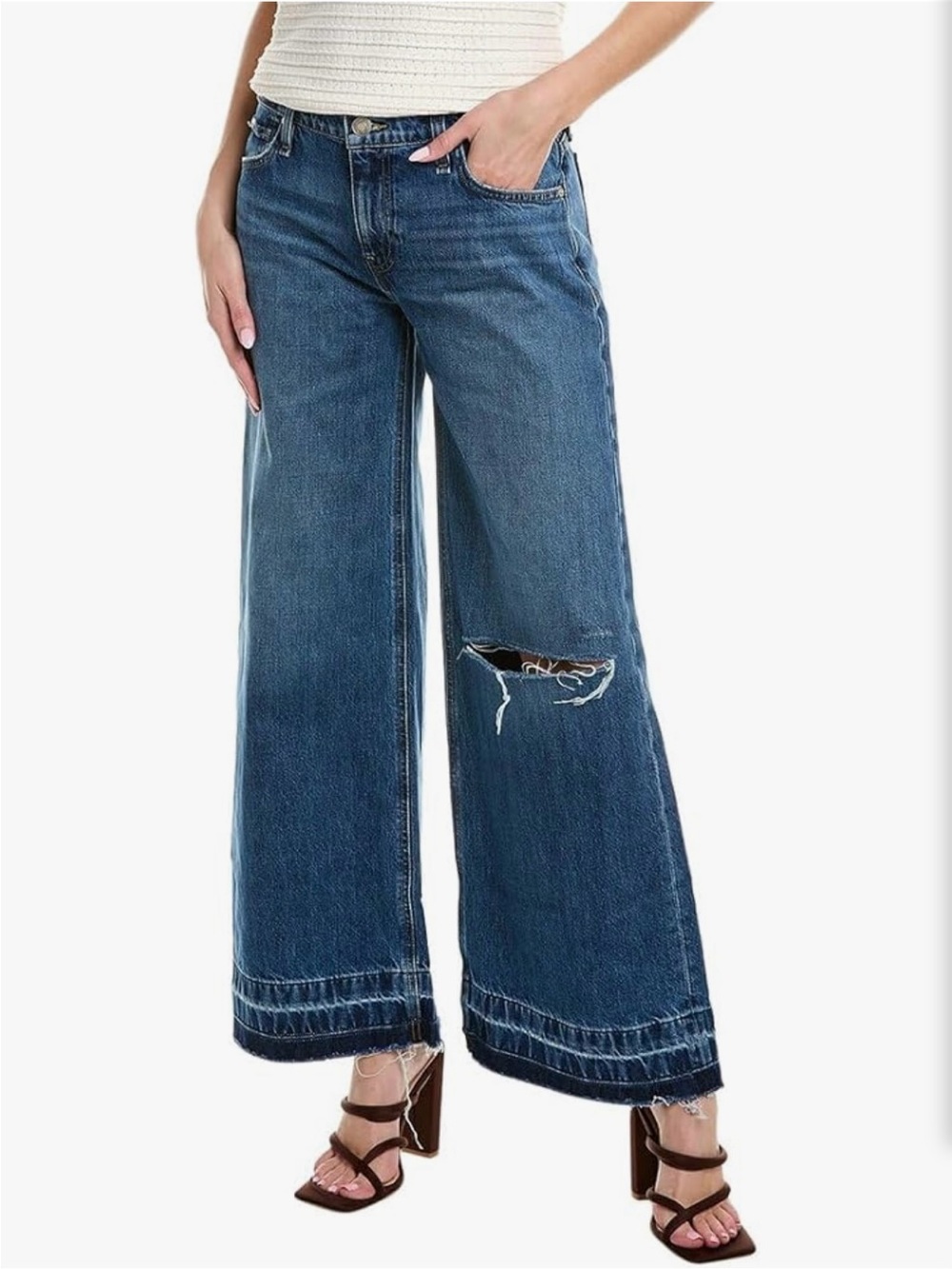 NWT Hudson Freya Mid-Rise Wide Leg Distressed Skater Jeans Sz 30